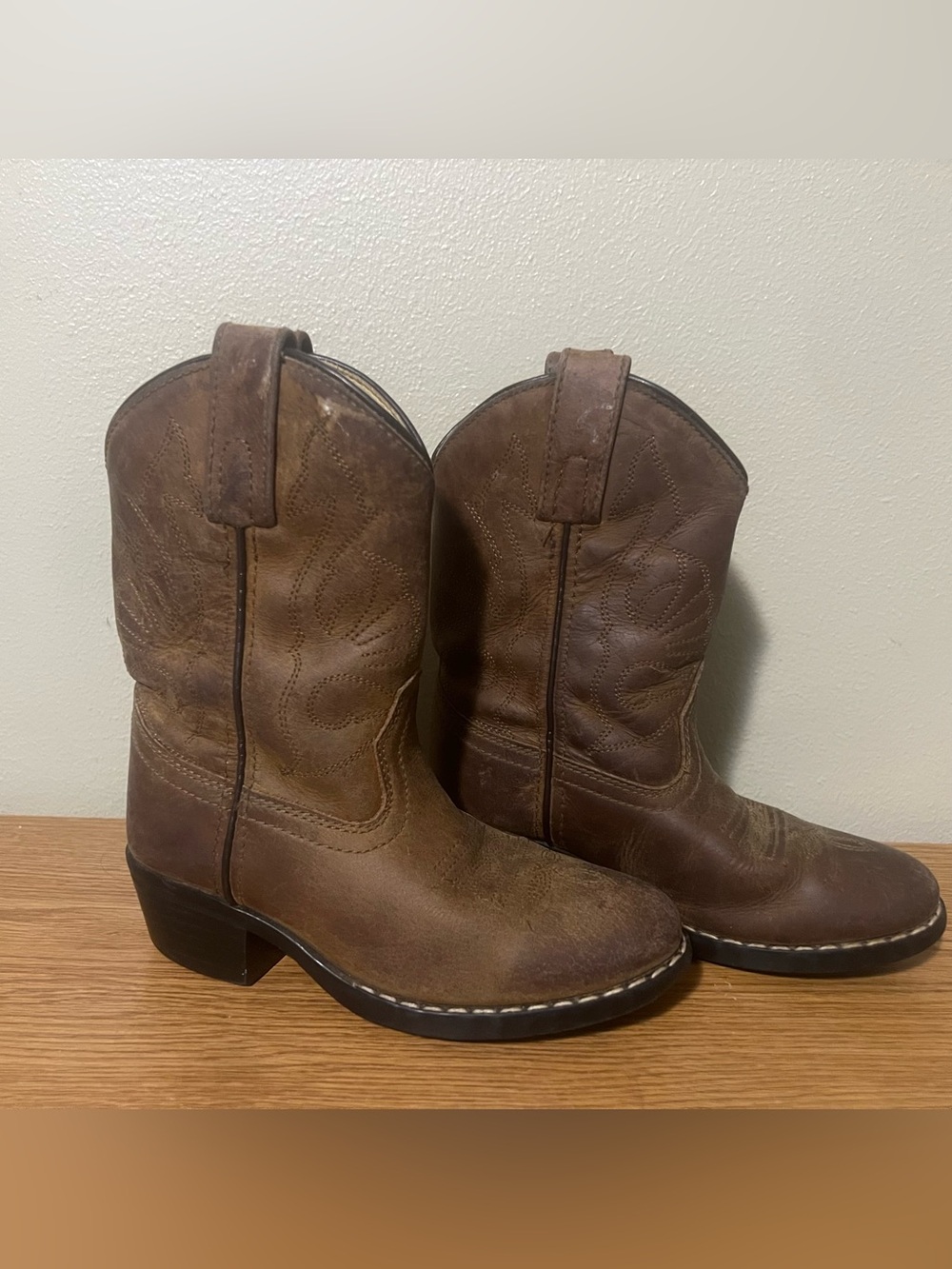 Nocona Kids Brown Leather Western Pull-On Boots